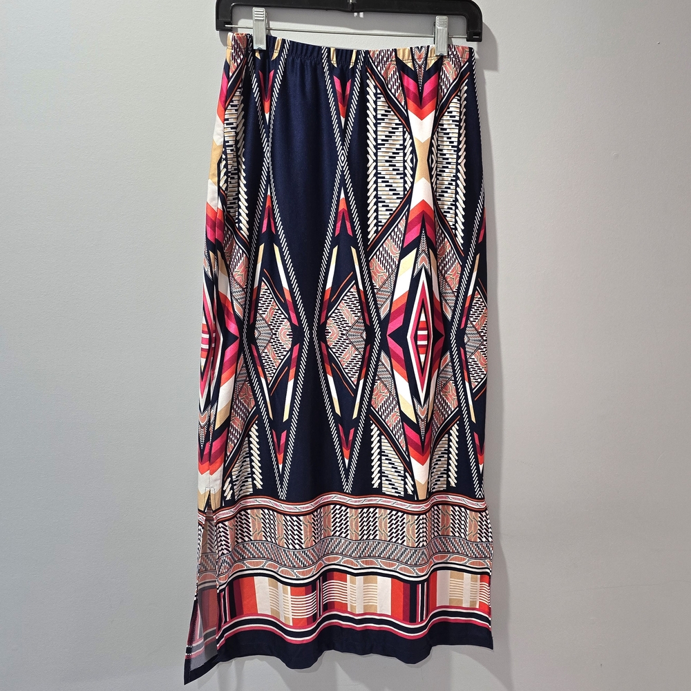 Melissa Paige Women's Geometric Patterned Multicolor Skirt Size M Petite